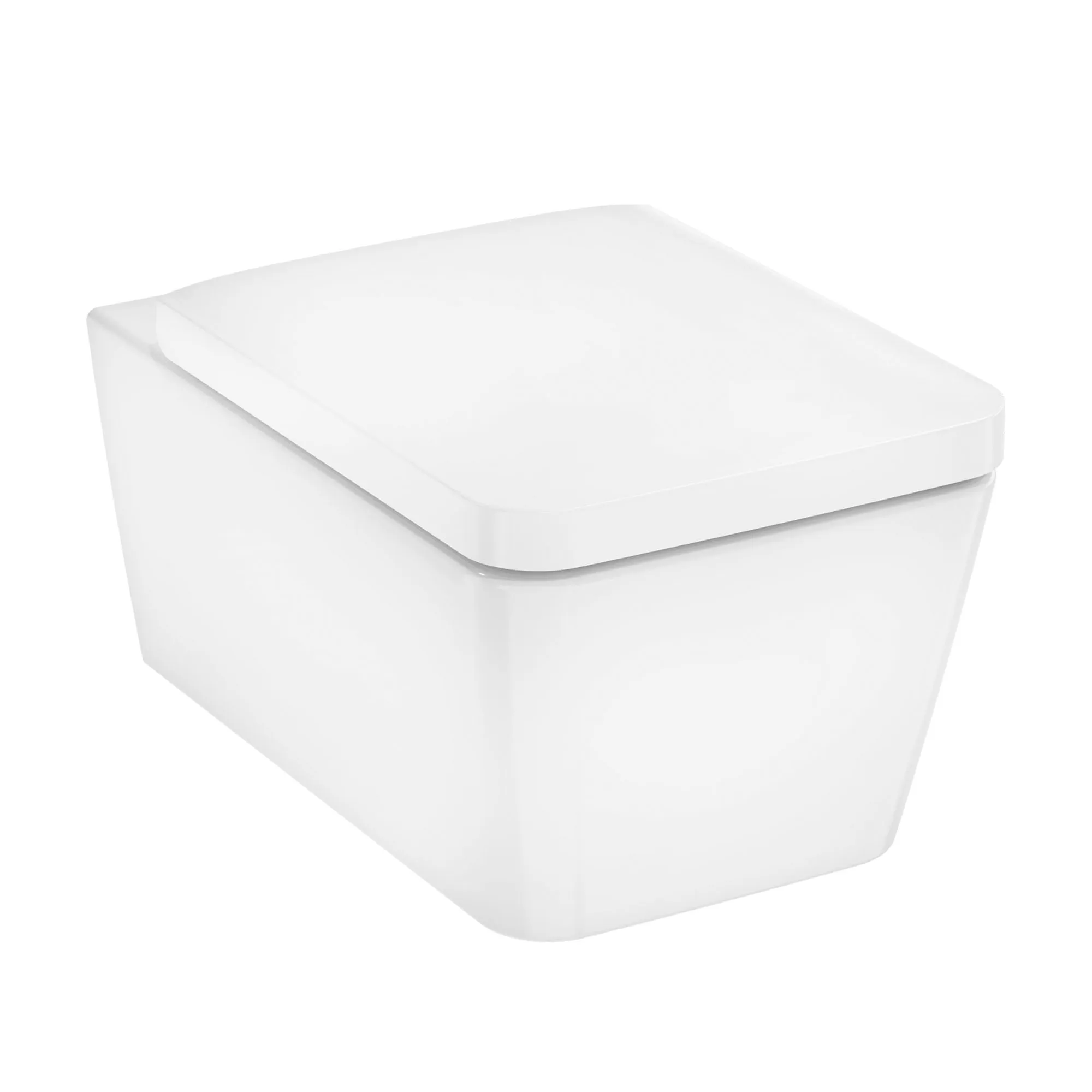 Deluxe Elupura Qube Rimless Wall Mounted WC Pan With Soft Close Toilet Seat - White