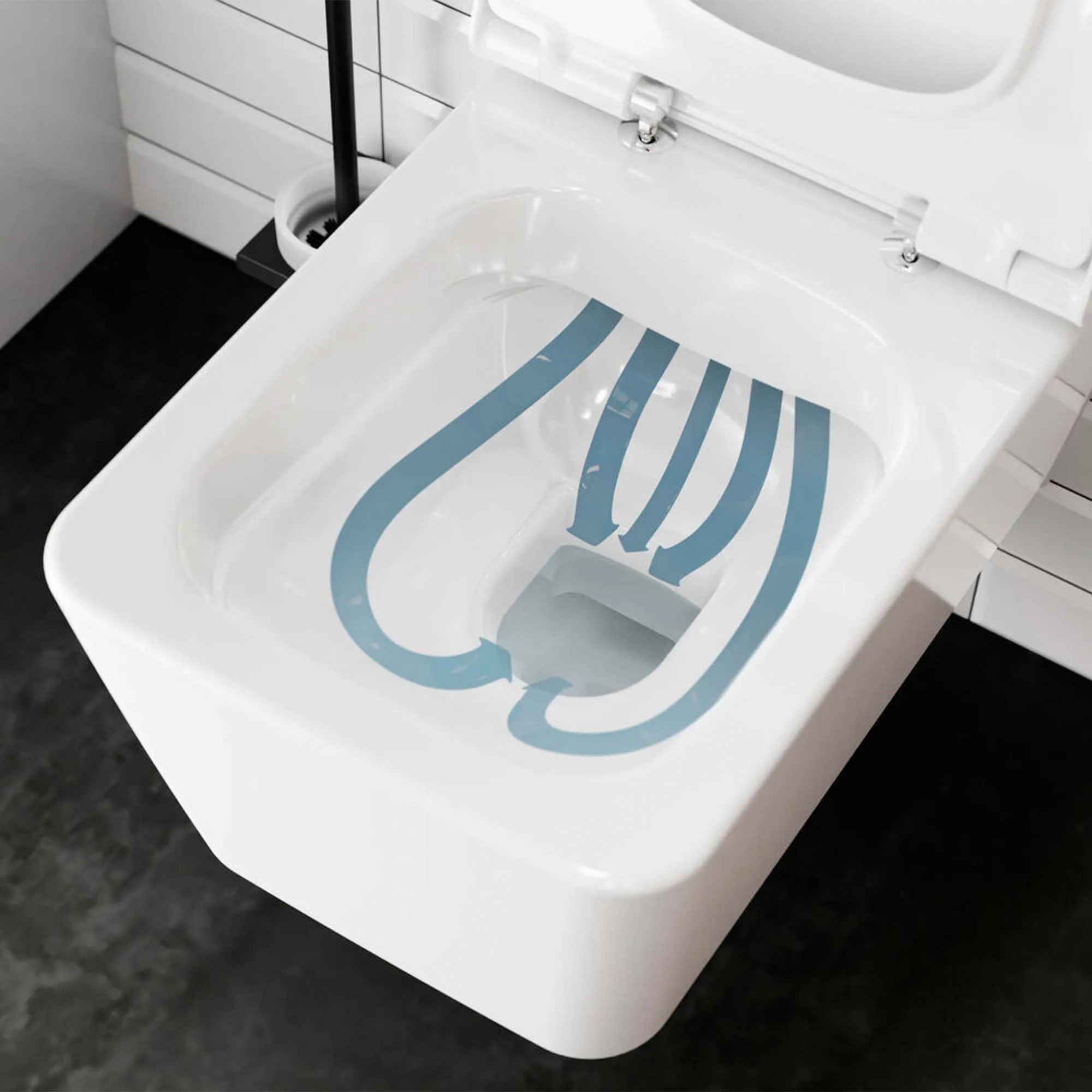 Deluxe Elupura Qube Rimless Wall Mounted WC Pan With Soft Close Toilet Seat - White