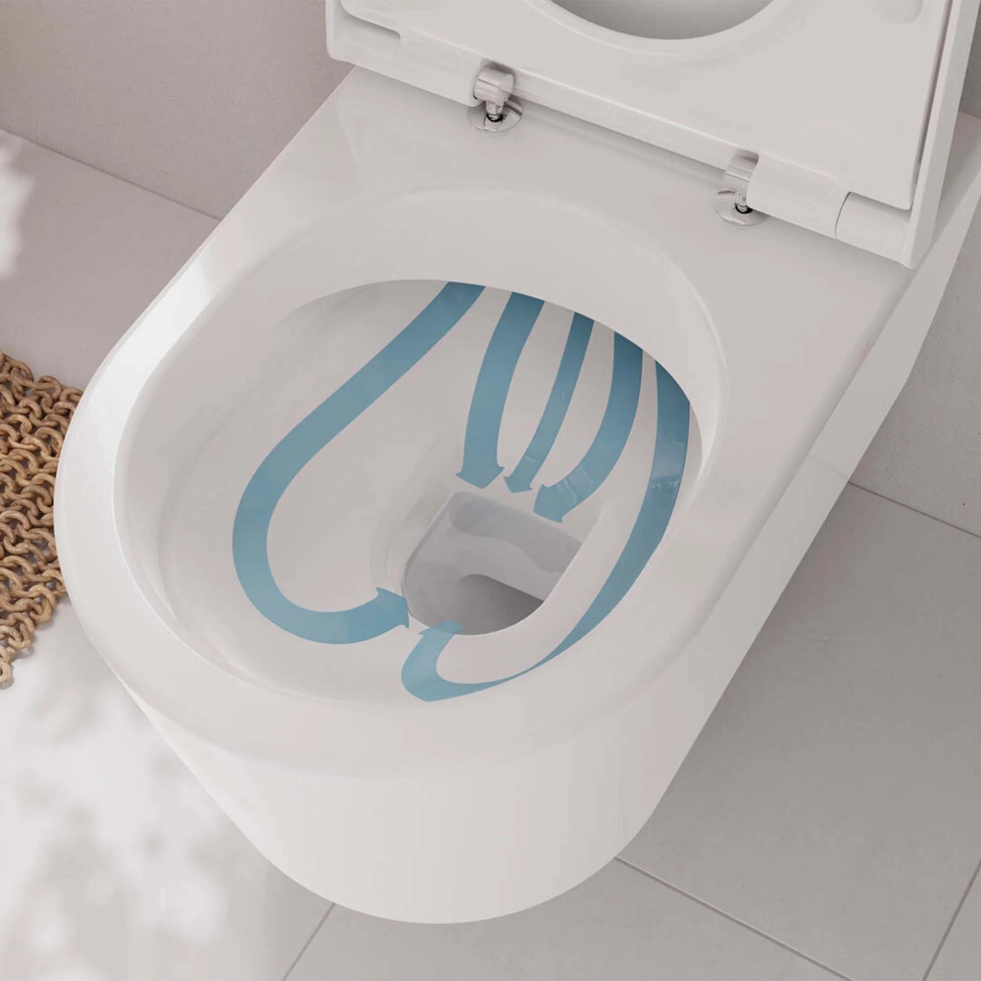 Deluxe Elupura Rimless Wall Mounted WC Pan With Soft Close Toilet Seat - Gloss White