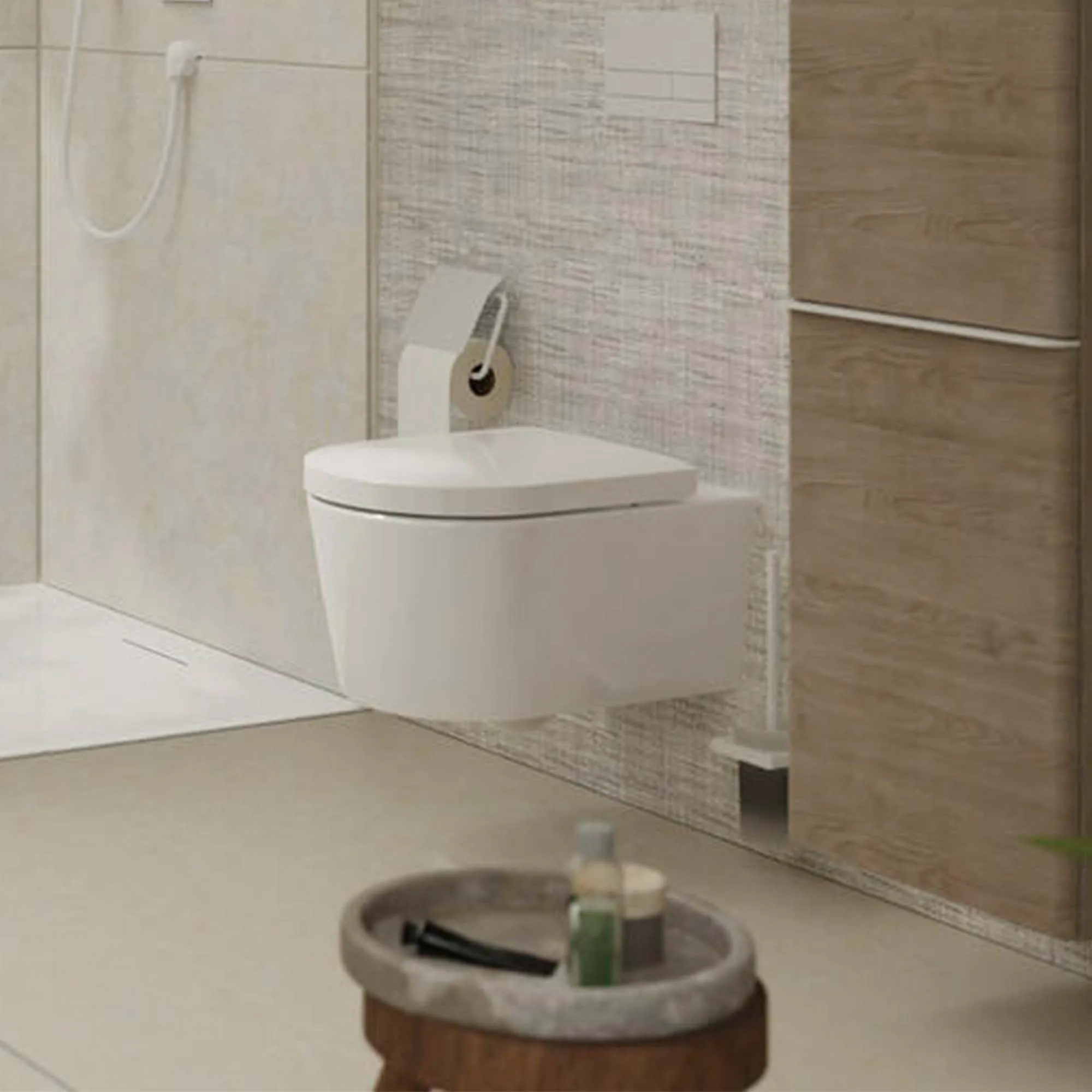 Deluxe Elupura Rimless Wall Mounted WC Pan With Soft Close Toilet Seat - Gloss White