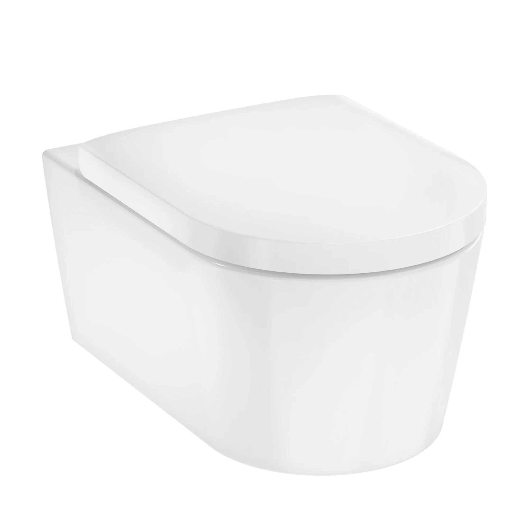 Deluxe Elupura Rimless Wall Mounted WC Pan With Soft Close Toilet Seat - Gloss White