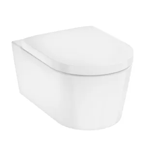 Deluxe Elupura Rimless Wall Mounted WC Pan With Soft Close Toilet Seat - Gloss White