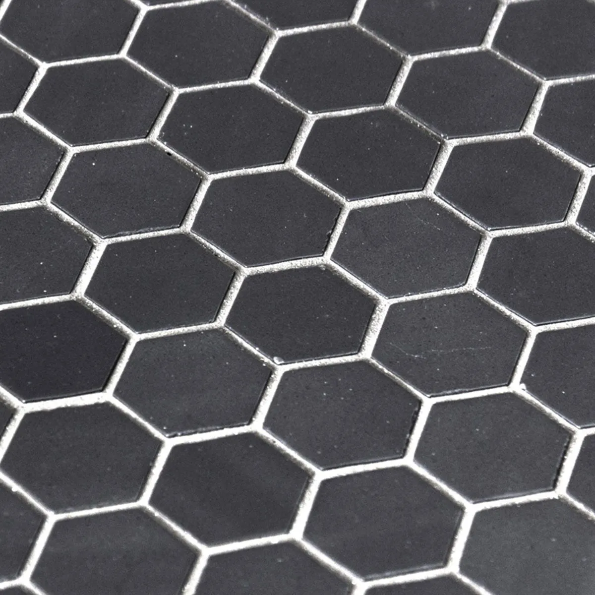 Deluxe Flower Black Hexagon Mosaic Porcelain Tile 30x29cm Matte