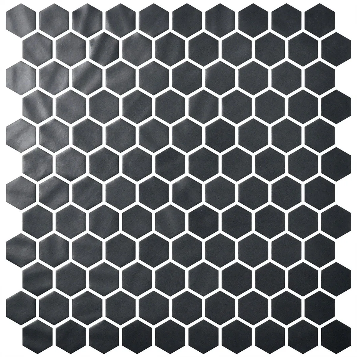 Deluxe Flower Black Hexagon Mosaic Porcelain Tile 30x29cm Matte