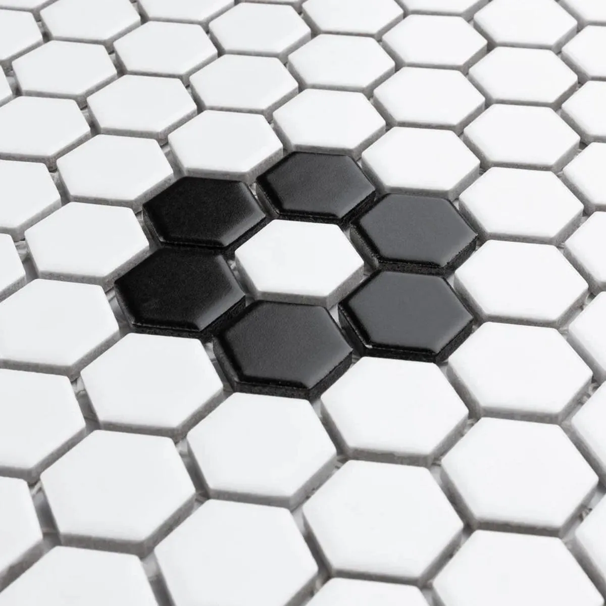 Deluxe Flower Fiore Bianco Hexagon Porcelain Mosaic Sheet 25x29cm Matt
