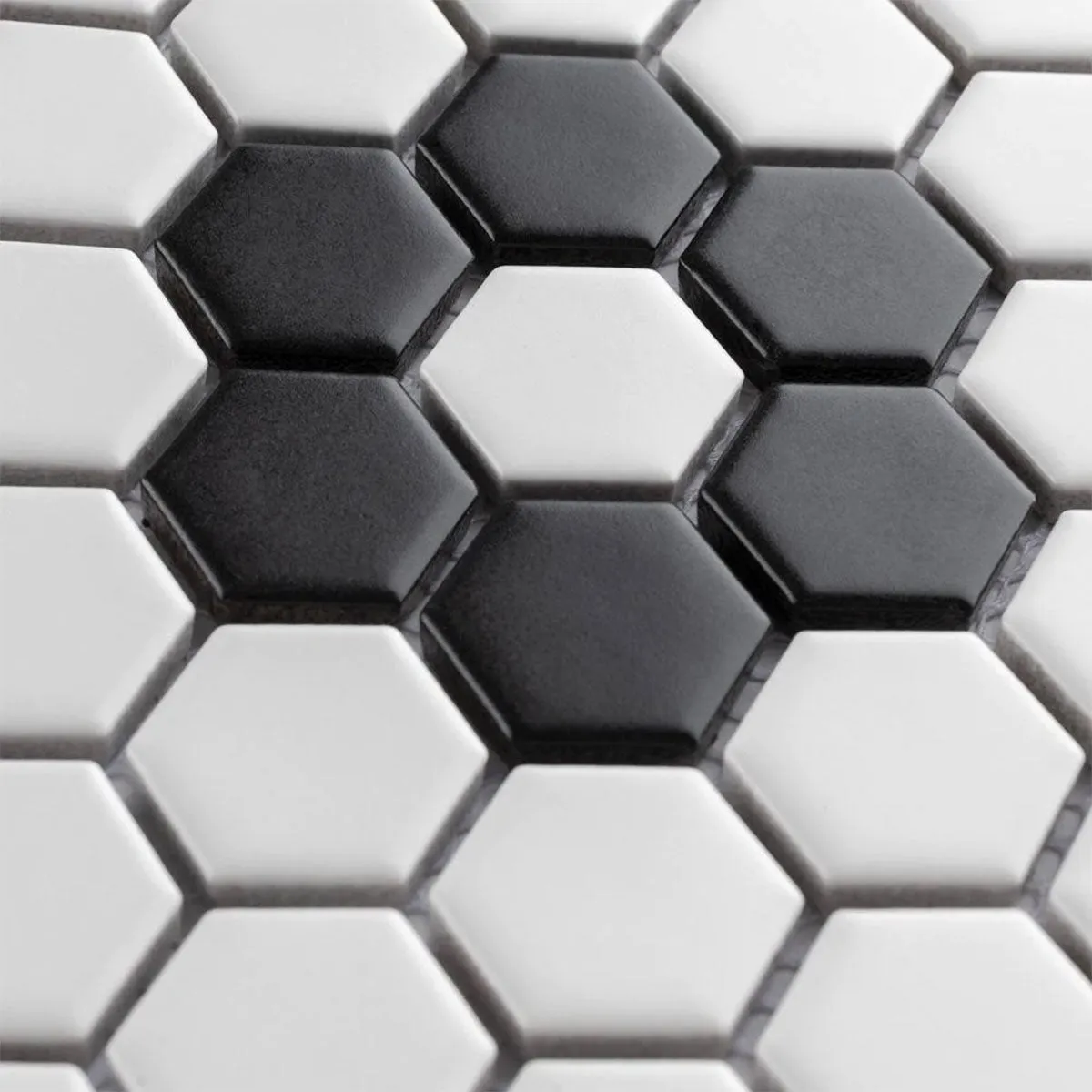 Deluxe Flower Fiore Bianco Hexagon Porcelain Mosaic Sheet 25x29cm Matt