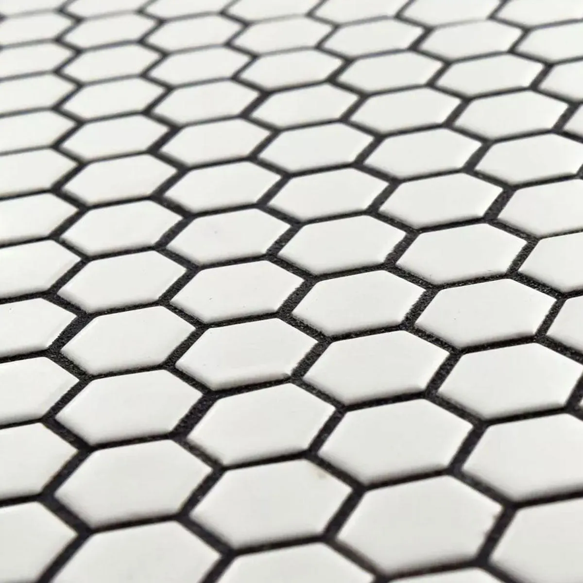 Deluxe Flower White Hexagon Porcelain Mosaic Tile 25x29cm Matt