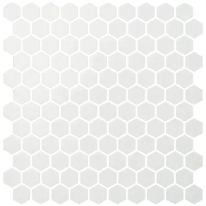 Deluxe Flower White Hexagon Porcelain Mosaic Tile 25x29cm Matt