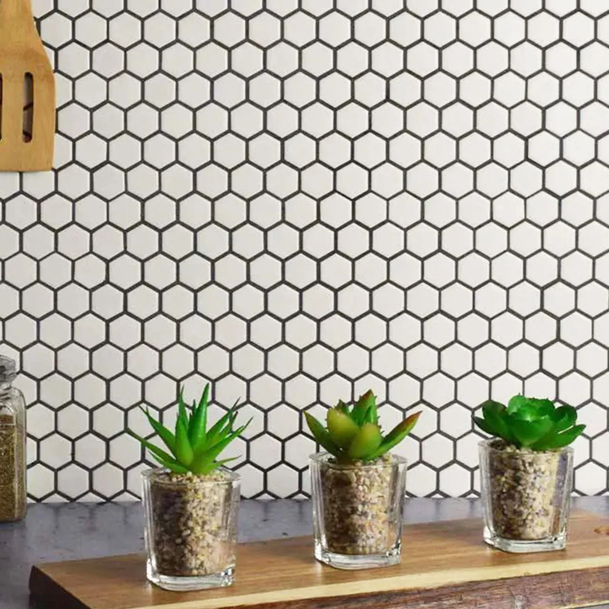 Deluxe Flower White Hexagon Porcelain Mosaic Tile 25x29cm Matt