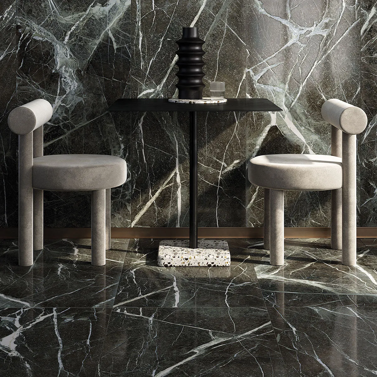 Deluxe Irish Green 3D Marble Effect Porcelain Tile 60x120cm Matt