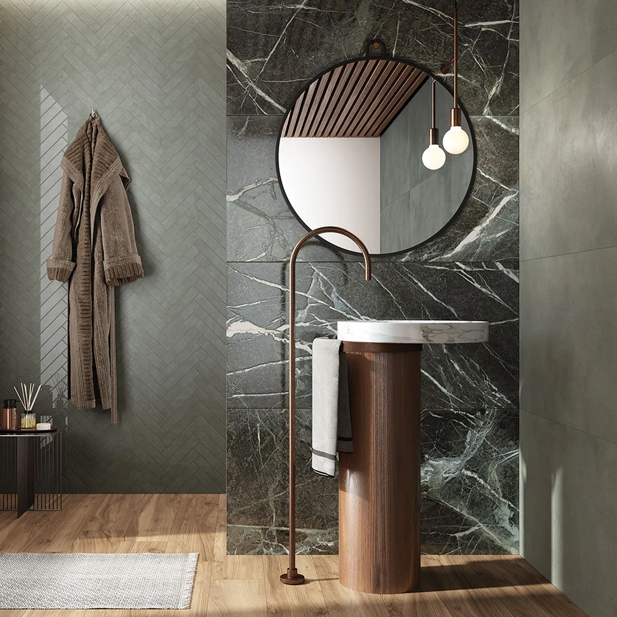 Deluxe Irish Green 3D Marble Effect Porcelain Tile 60x120cm Matt
