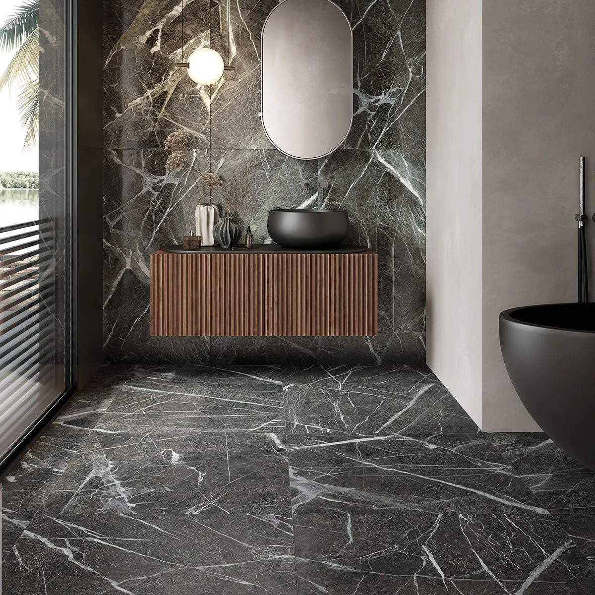 Deluxe Irish Green 3D Marble Effect Porcelain Tile 60x120cm Matt