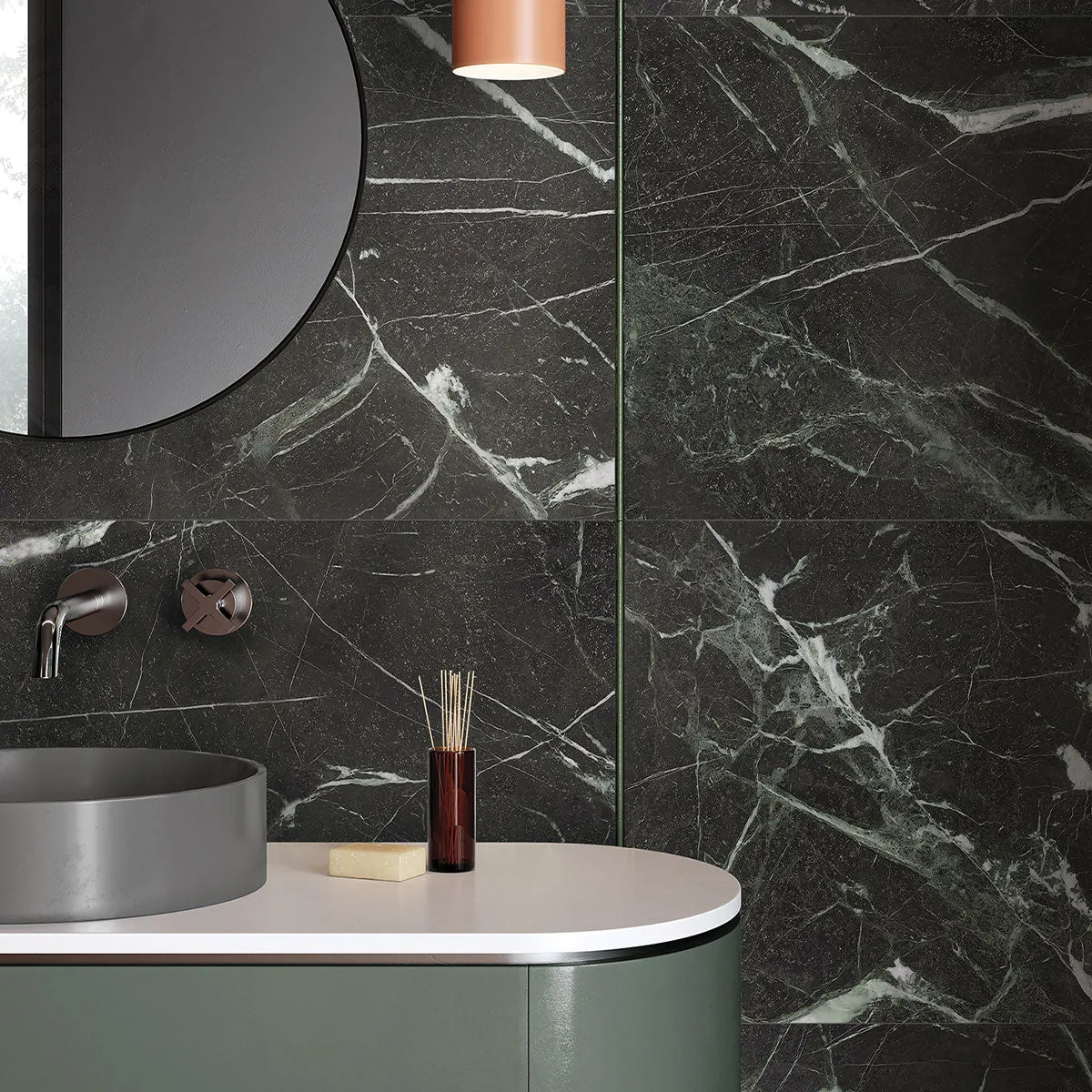 Deluxe Irish Green 3D Marble Effect Porcelain Tile 60x120cm Matt