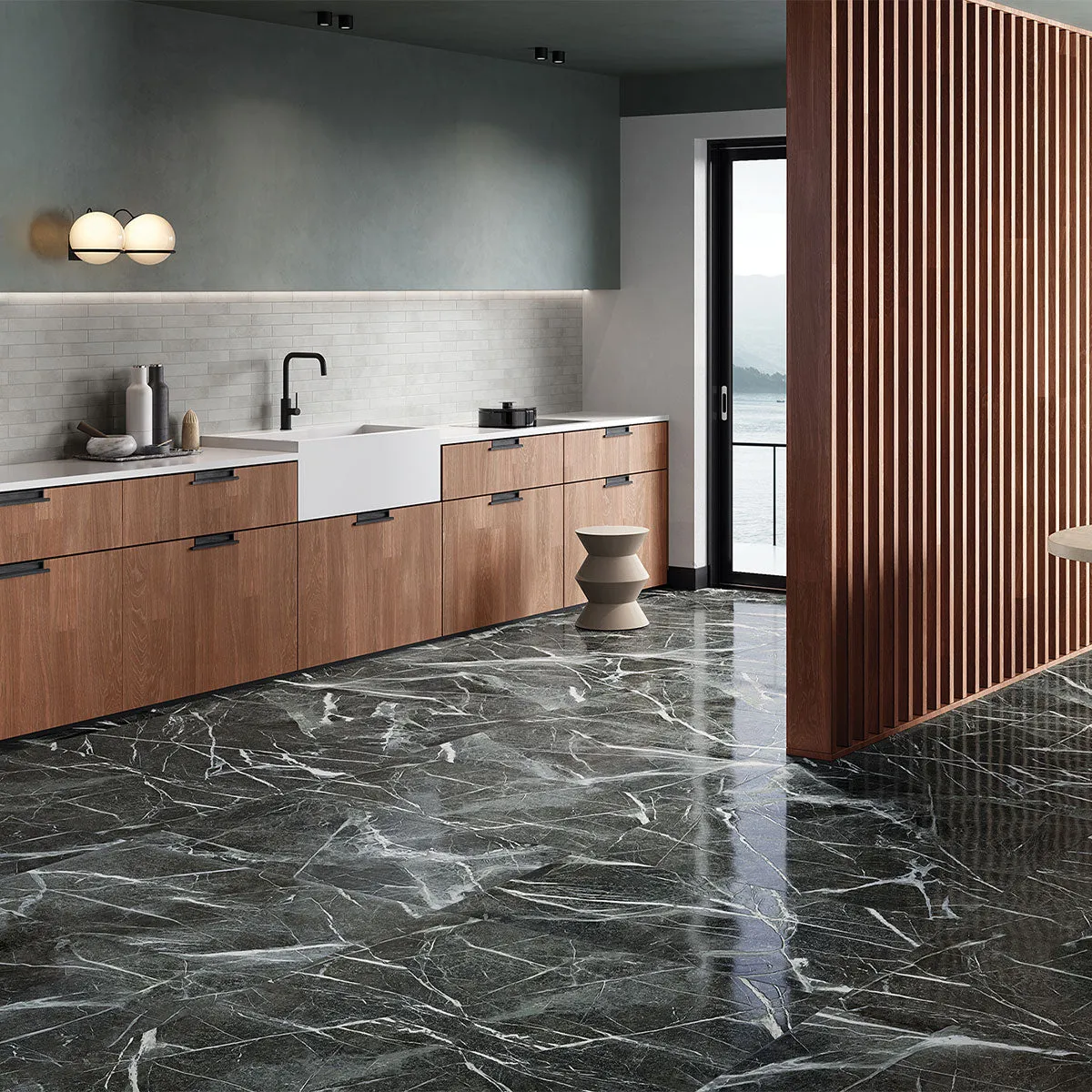Deluxe Irish Green 3D Marble Effect Porcelain Tile 60x120cm Matt