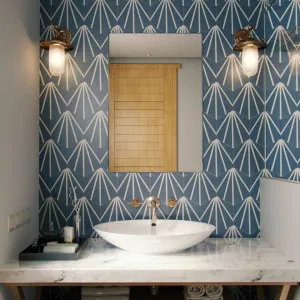 Deluxe Lilypad Azul Hex Porcelain Tile 23x20cm Matt