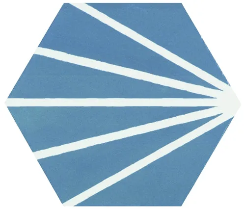 Deluxe Lilypad Azul Hex Porcelain Tile 23x20cm Matt