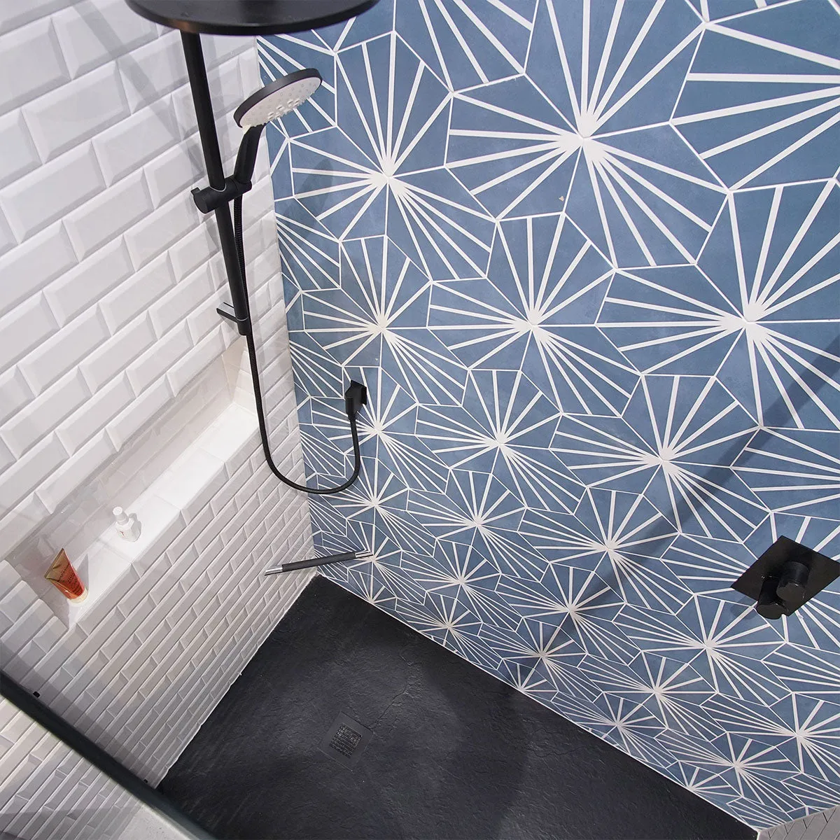 Deluxe Lilypad Azul Hex Porcelain Tile 23x20cm Matt