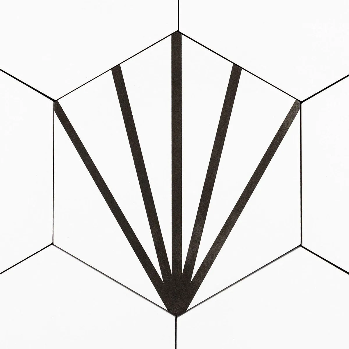 Deluxe Lilypad Line Negro Hex Porcelain Tile 23x20cm Matt