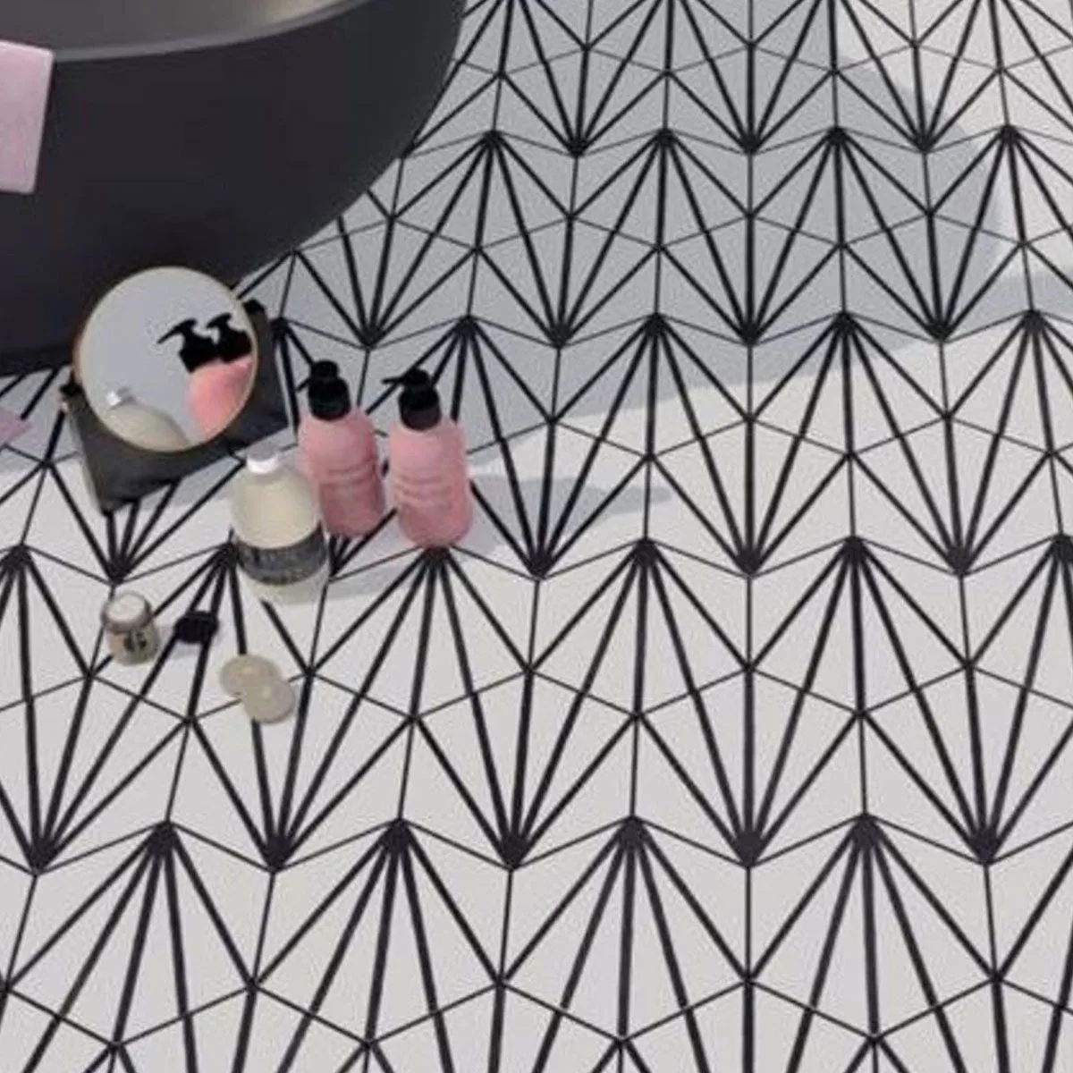 Deluxe Lilypad Line Negro Hex Porcelain Tile 23x20cm Matt