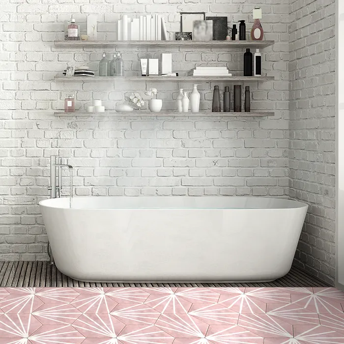 Deluxe Lilypad Rosa Hex Porcelain Tile 23x20cm Matt