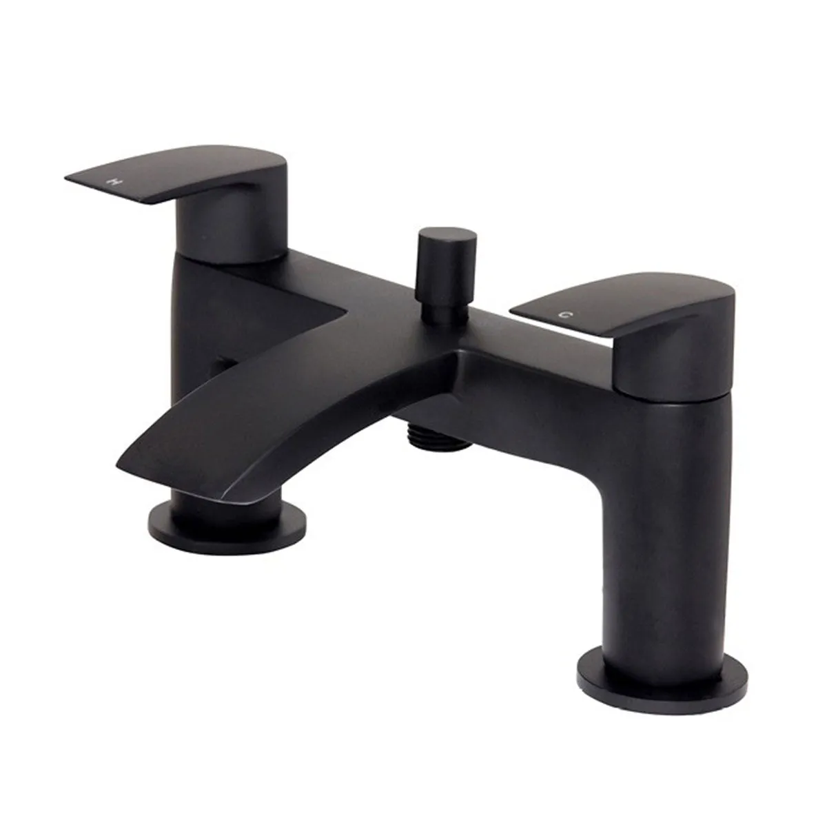 Deluxe Manly Bath Shower Mixer Matt Black With Handset Kit
