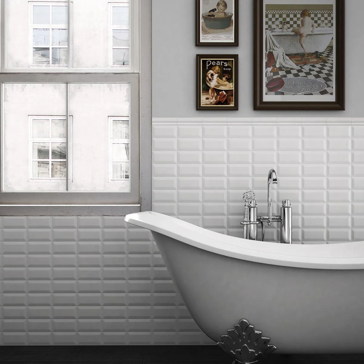 Deluxe Mini Metro Bevelled Edge Wall Tile Gloss 7.5x15cm