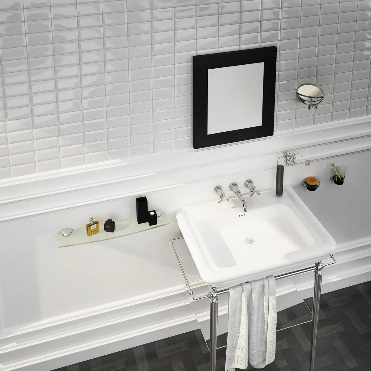 Deluxe Mini Metro Bevelled Edge Wall Tile Gloss 7.5x15cm