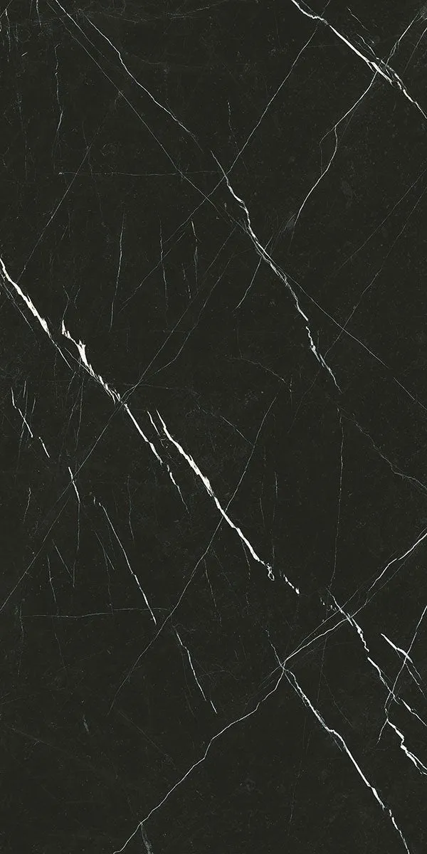 Deluxe Nero Marquinia Marble Effect Porcelain Tile 60x120cm Matt