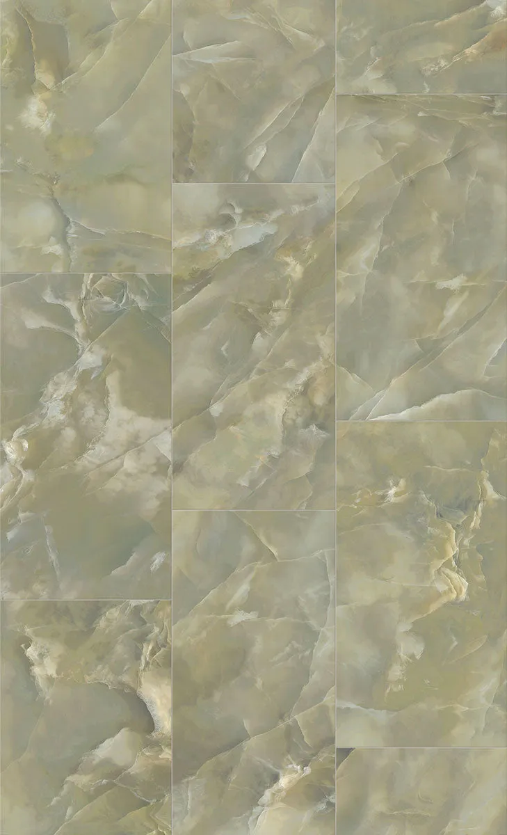 Deluxe Onyx Green Marble Effect Porcelain Tile 60x120cm Gloss