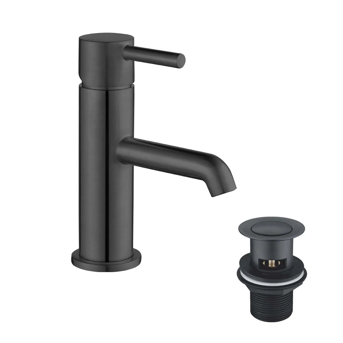 Deluxe Pembroke Basin Mixer With Click-Clack Waste - Gun Metal