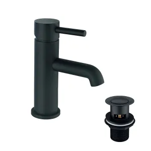 Deluxe Pembroke Basin Mixer With Click-Clack Waste - Matt Black