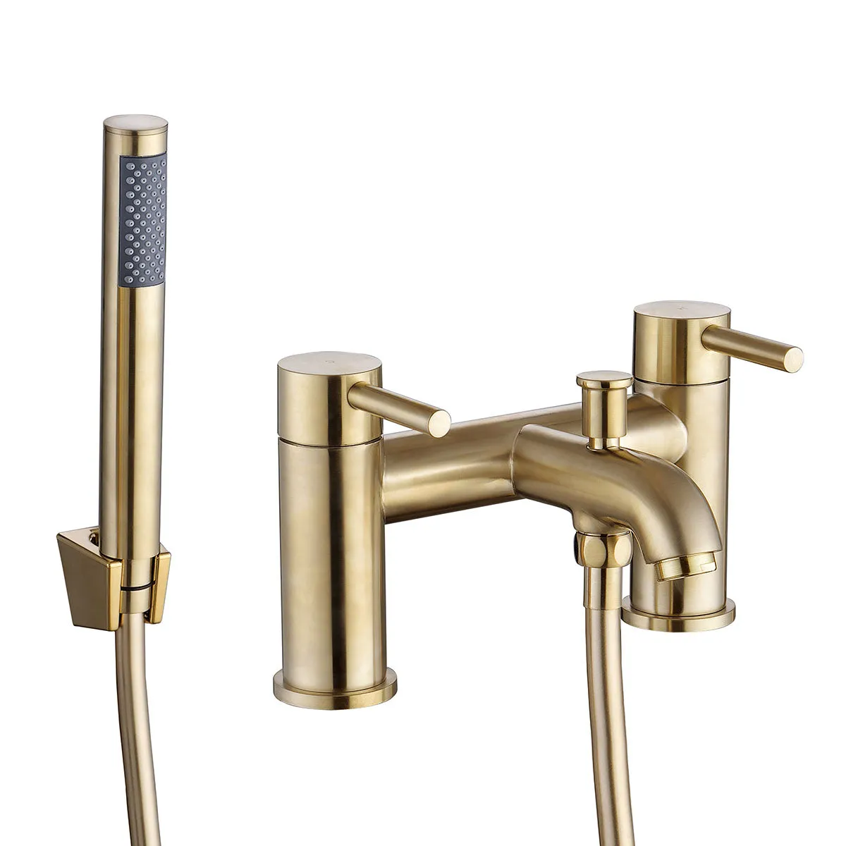 Deluxe Pembroke Deck Mounted Bath Shower Mixer with Handset - Brushed Brass