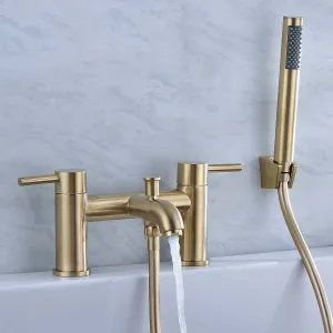 Deluxe Pembroke Deck Mounted Bath Shower Mixer with Handset - Brushed Brass