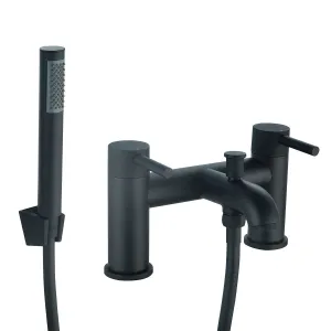 Deluxe Pembroke Deck Mounted Bath Shower Mixer with Handset - Matt Black
