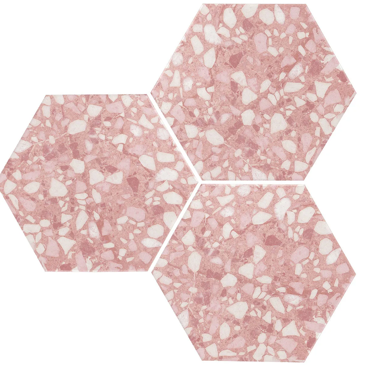 Deluxe Terrazzo Rose Hexagonal Porcelain Tile 23x27cm Matt