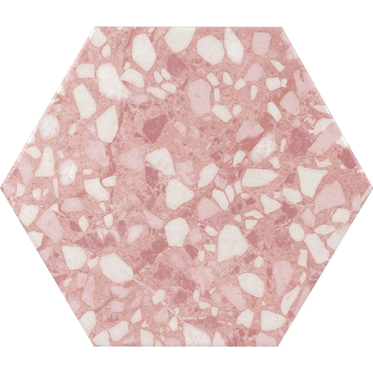 Deluxe Terrazzo Rose Hexagonal Porcelain Tile 23x27cm Matt