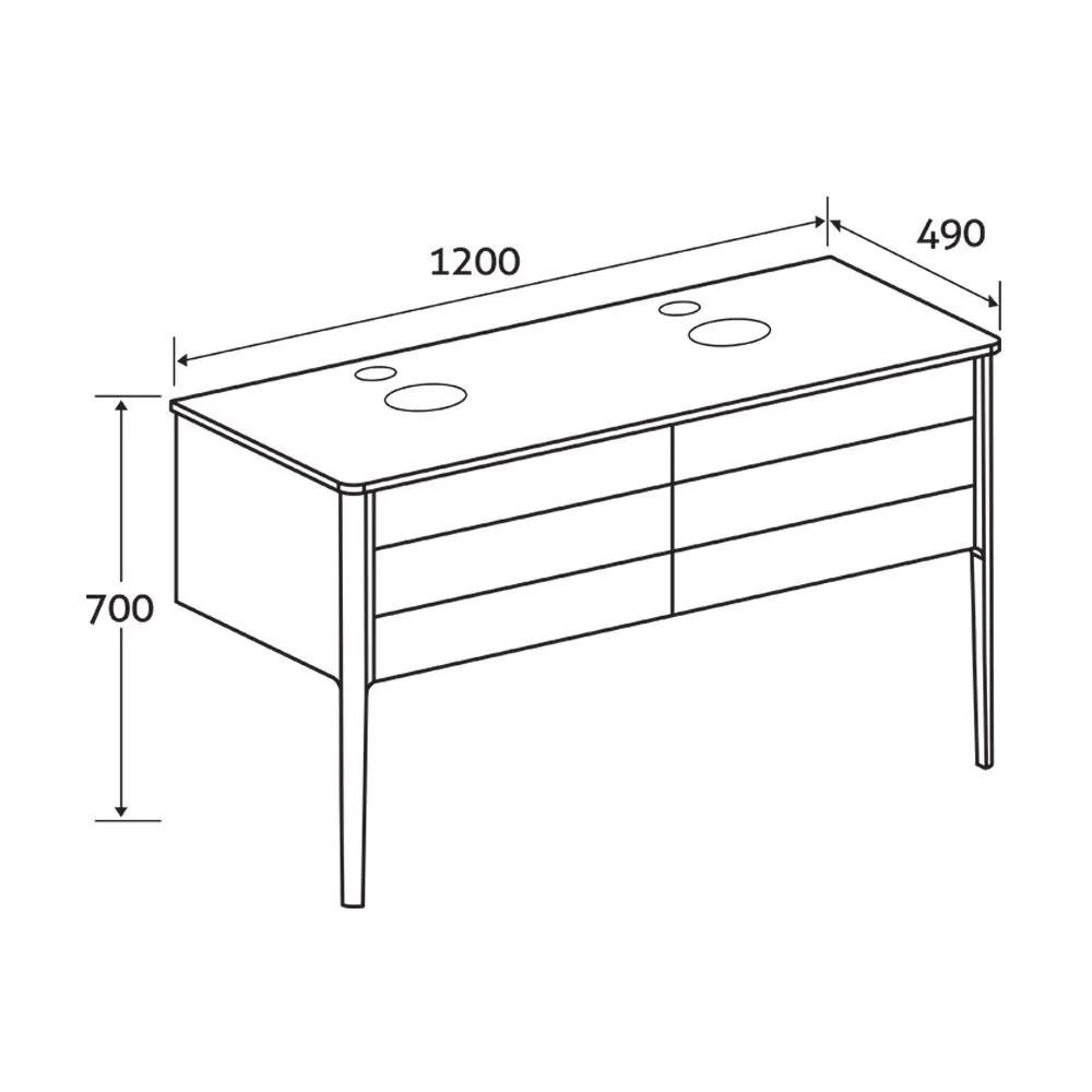 Doro 1200mm Wall Mounted Vanity Unit With Worktop