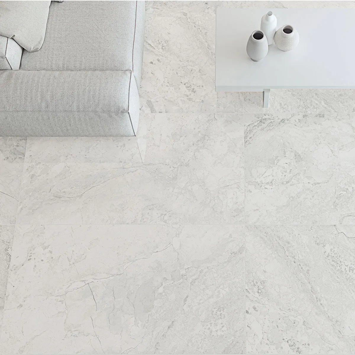 Dreamy Cloud 4D Shaped Marble Effect Porcelain Tile 100x100cm Matt