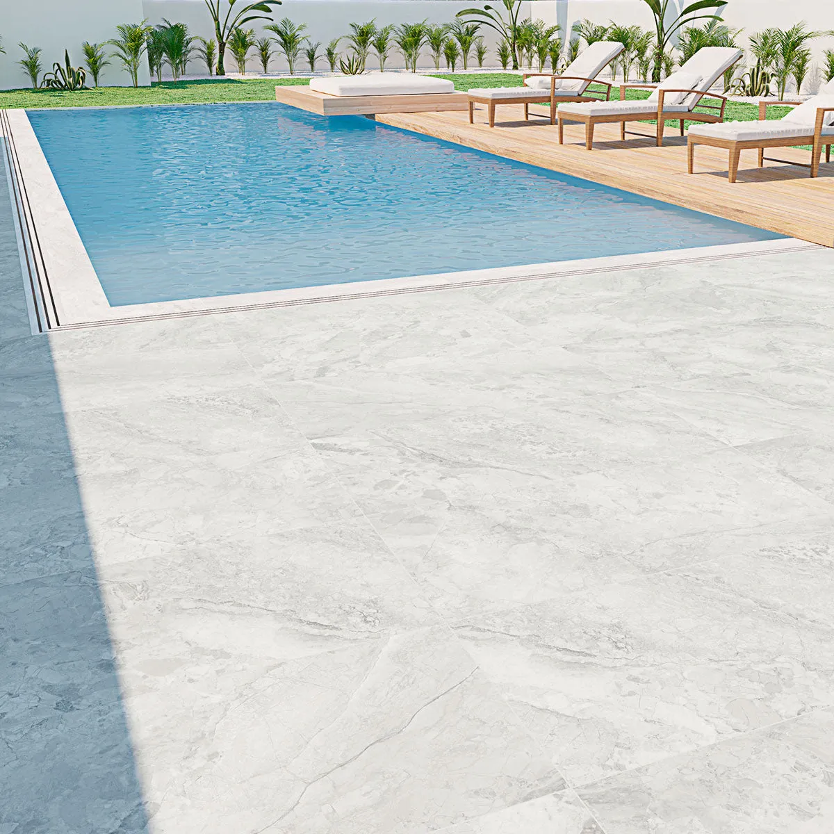 Dreamy Cloud 4D Shaped Marble Effect Porcelain Tile 100x100cm Matt