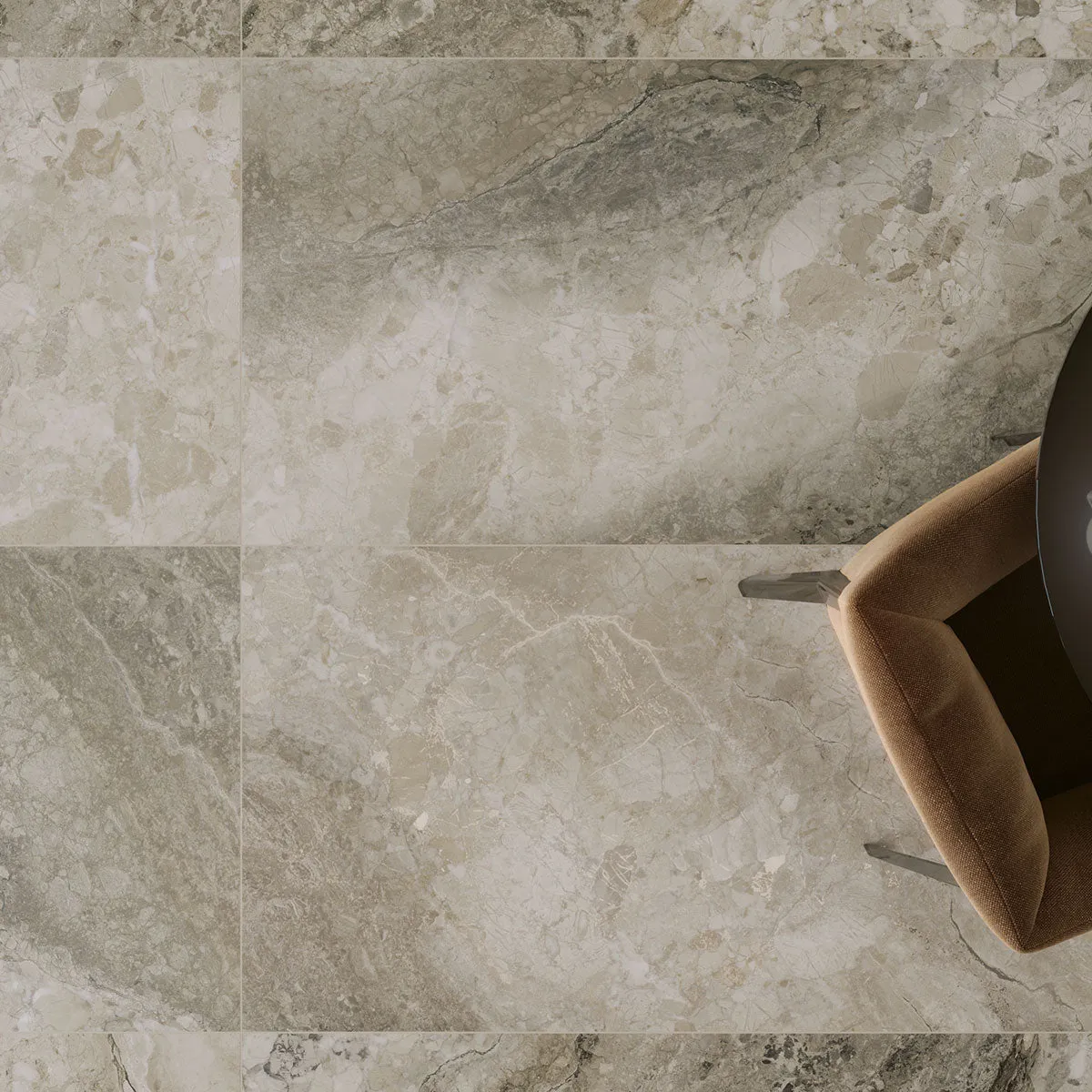 Dreamy Mocha 4D Shaped Marble Effect Porcelain Tile 100x100cm Matt