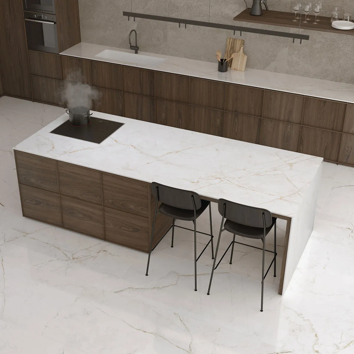 Dual White 4D Textured Marble Effect Porcelain Tile 100x100cm Matt