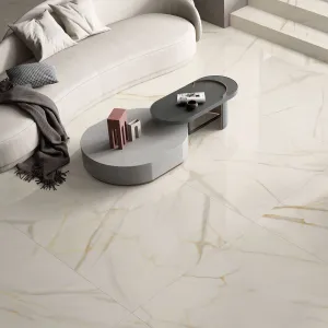 Dura Viena Gold Marble Effect Porcelain Tile 90x90cm Gloss
