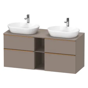 Duravit D-Neo 1400 Wall Mounted 4-Drawer Double Vanity Unit With Worktop - Basalt