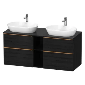 Duravit D-Neo 1400 Wall Mounted 4-Drawer Double Vanity Unit With Worktop - Black Oak