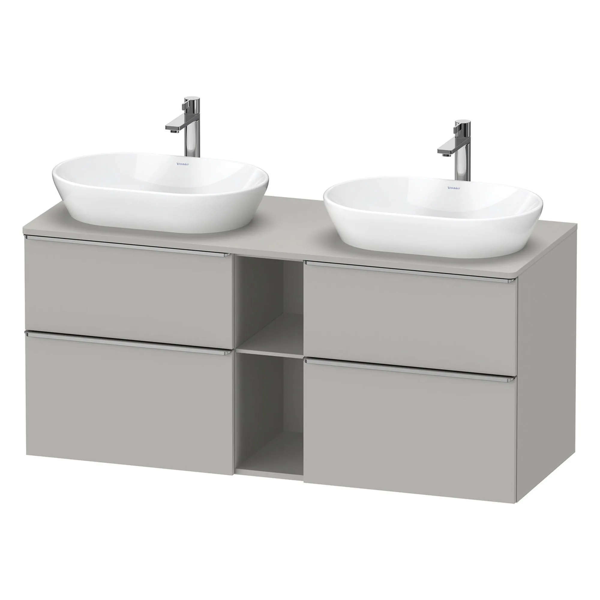 Duravit D-Neo 1400 Wall Mounted 4-Drawer Double Vanity Unit With Worktop - Concrete Grey