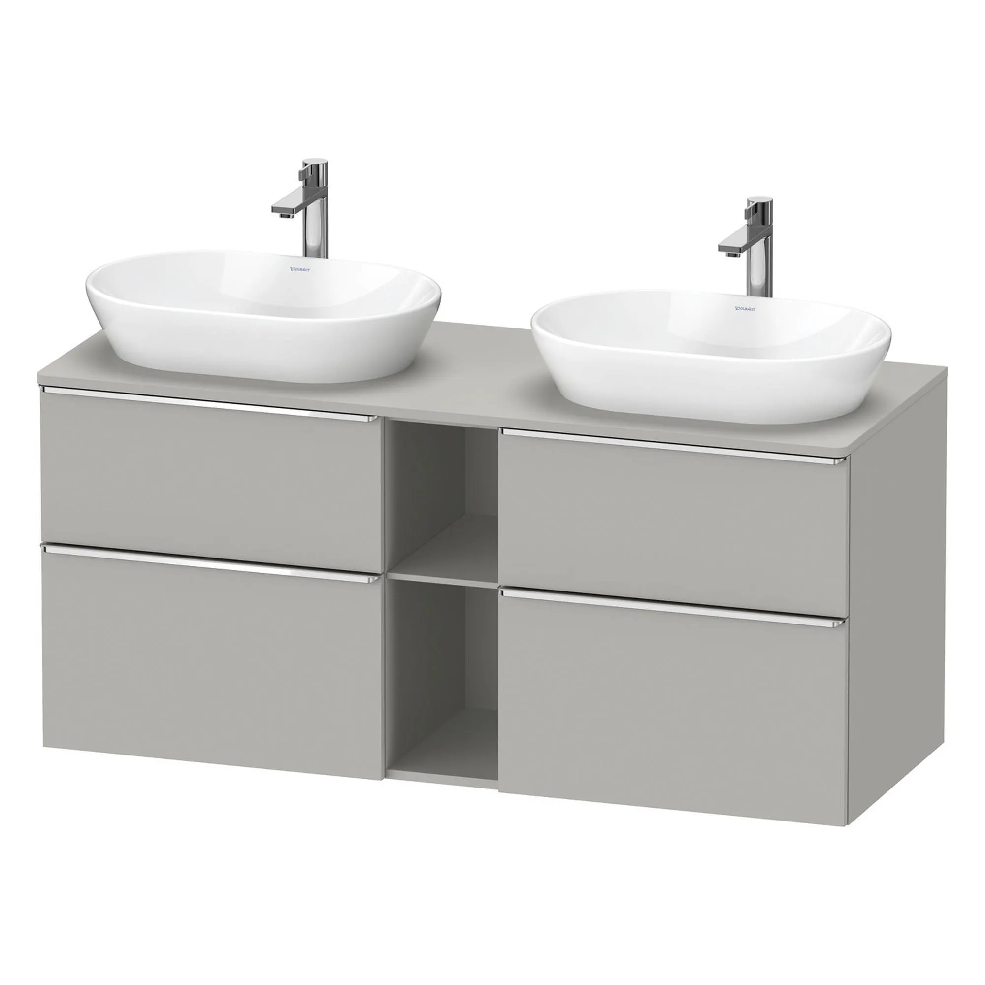 Duravit D-Neo 1400 Wall Mounted 4-Drawer Double Vanity Unit With Worktop - Concrete Grey