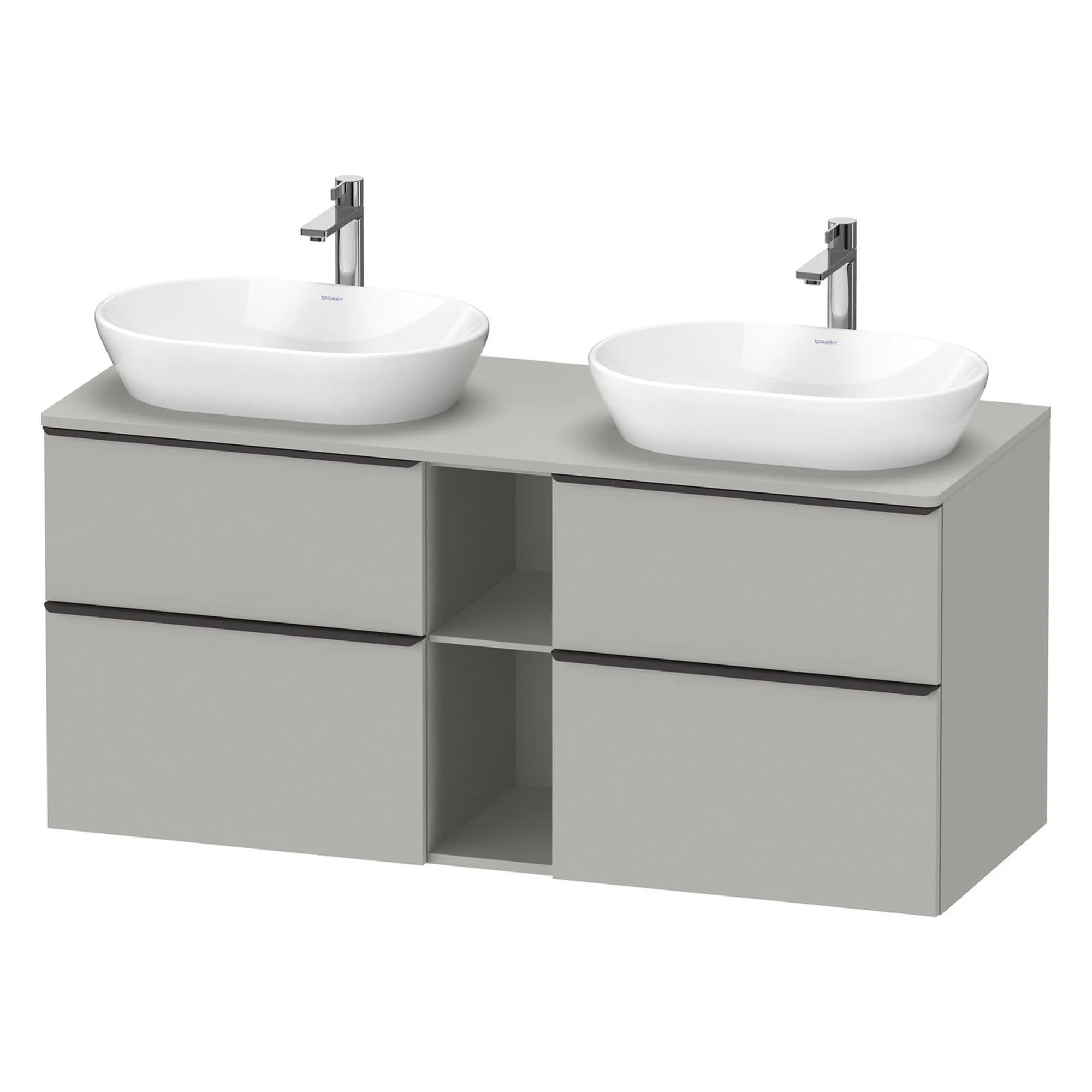 Duravit D-Neo 1400 Wall Mounted 4-Drawer Double Vanity Unit With Worktop - Concrete Grey