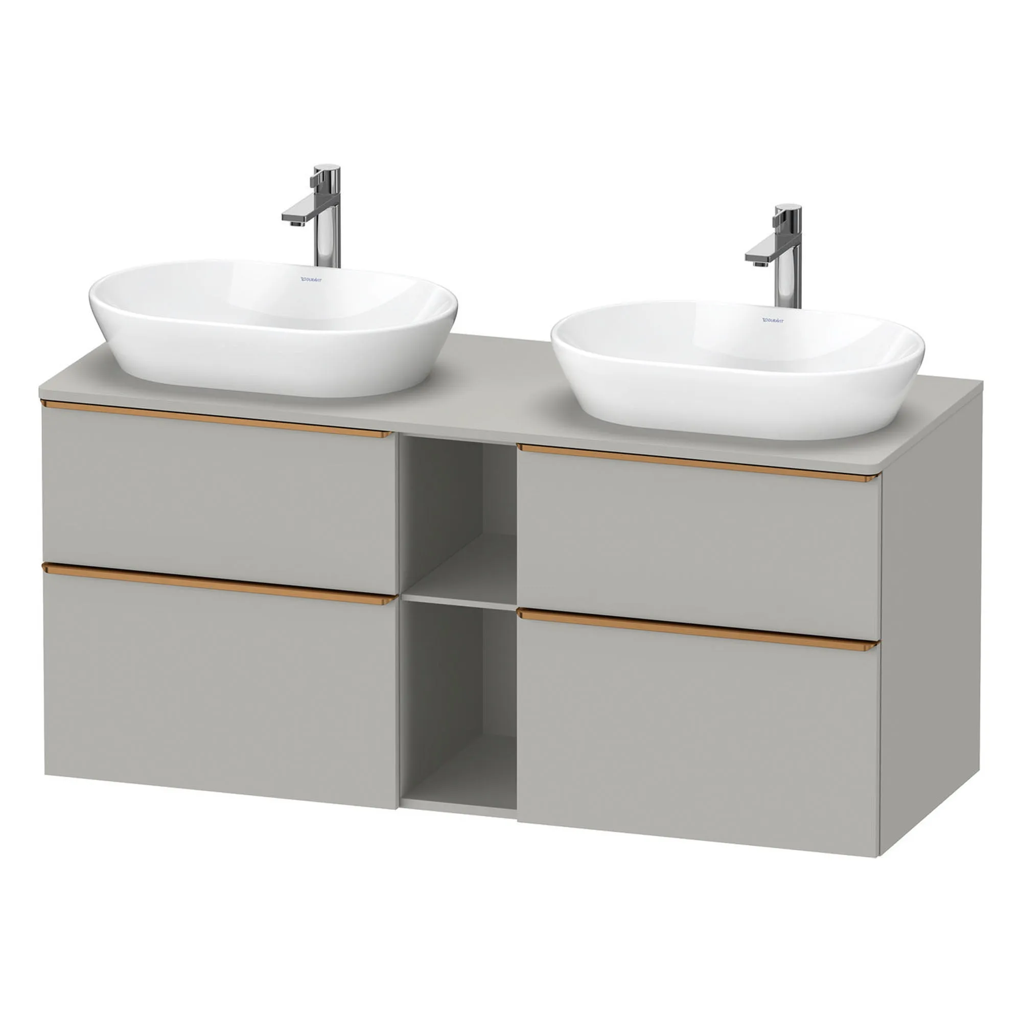 Duravit D-Neo 1400 Wall Mounted 4-Drawer Double Vanity Unit With Worktop - Concrete Grey