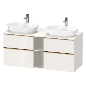 Duravit D-Neo 1400 Wall Mounted 4-Drawer Double Vanity Unit With Worktop - Gloss White