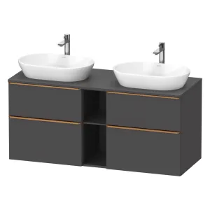 Duravit D-Neo 1400 Wall Mounted 4-Drawer Double Vanity Unit With Worktop - Matt Graphite